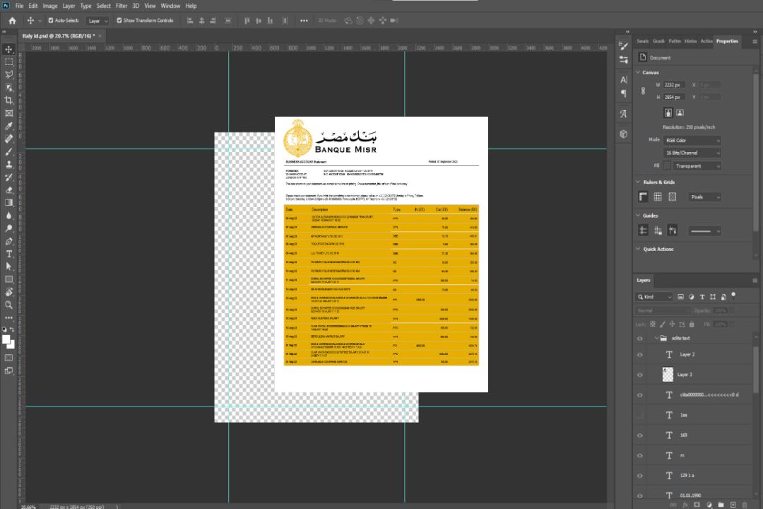 Modèle Word et PDF de relevé de compte courant de l'organisation Banque Misr template